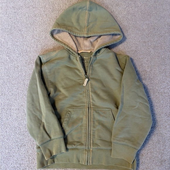 L.L. Bean Other - LL Bean Kids Sherpa-Lined Green Hoodie with Contrast Stitching (Size Kids 5-6)